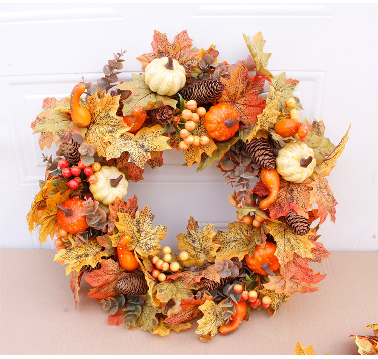 Festive Autumn & Holiday Wreath – Elegant Seasonal Door Decor (Free Shipping Included!)