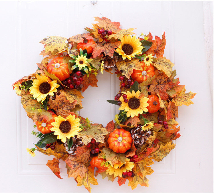 Festive Autumn & Holiday Wreath – Elegant Seasonal Door Decor (Free Shipping Included!)
