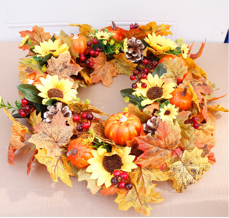 Festive Autumn & Holiday Wreath – Elegant Seasonal Door Decor (Free Shipping Included!)