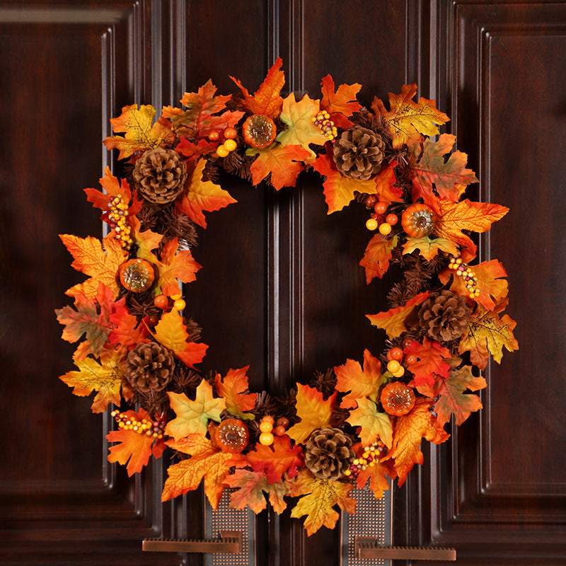 Festive Autumn & Holiday Wreath – Elegant Seasonal Door Decor (Free Shipping Included!)