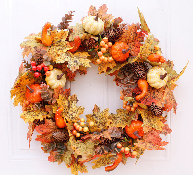 Festive Autumn & Holiday Wreath – Elegant Seasonal Door Decor (Free Shipping Included!)
