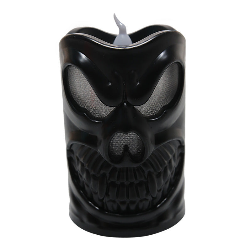 Black Skull Candle Lamp – Gothic Halloween Decor for Spooky Ambiance