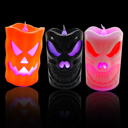 Black Skull Candle Lamp – Gothic Halloween Decor for Spooky Ambiance
