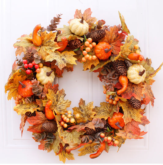 Festive Autumn & Holiday Wreath – Elegant Seasonal Door Decor (Free Shipping Included!)