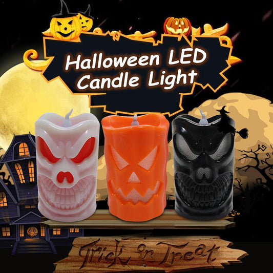 Black Skull Candle Lamp – Gothic Halloween Decor for Spooky Ambiance
